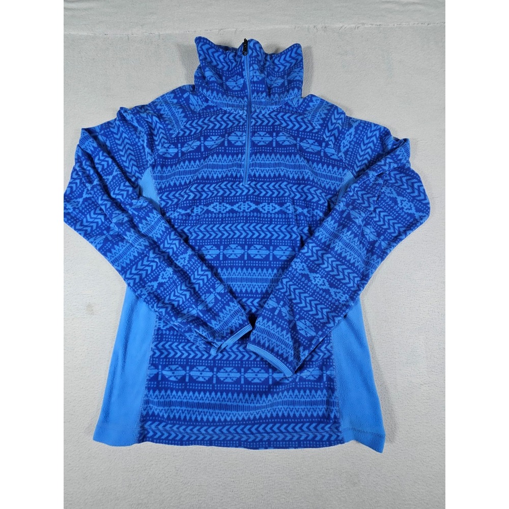 Columbia Womens Blue Geometric Fair Isle Quarter Zip Fleece Pullover AL6437 S